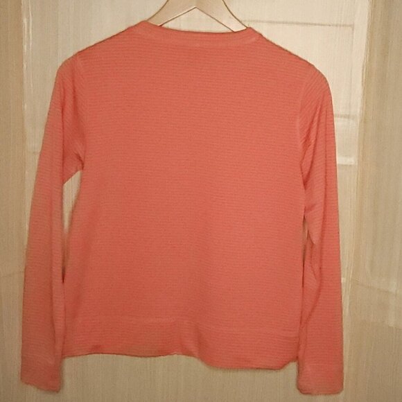Eddie Bauer Womens Orange Striped Long Sleeve Activewear Top Medium - Picture 2 of 5